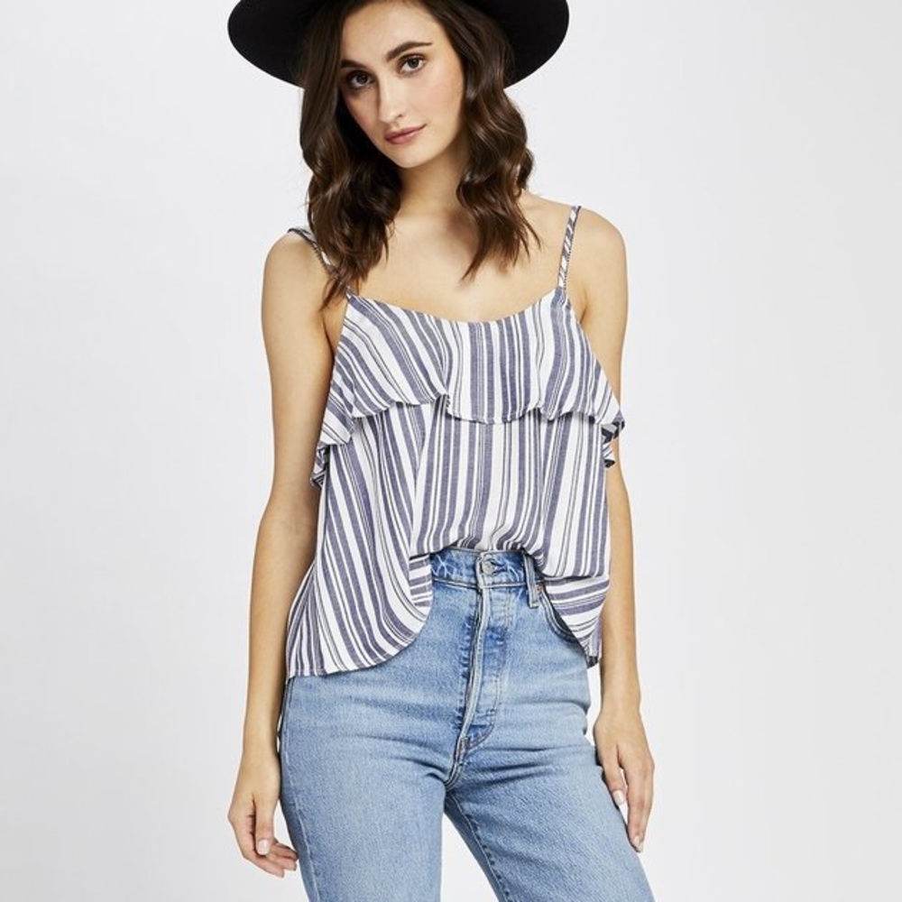NWT Gentle Fawn Navy Spring Stripe Ruffle Soho Cami
